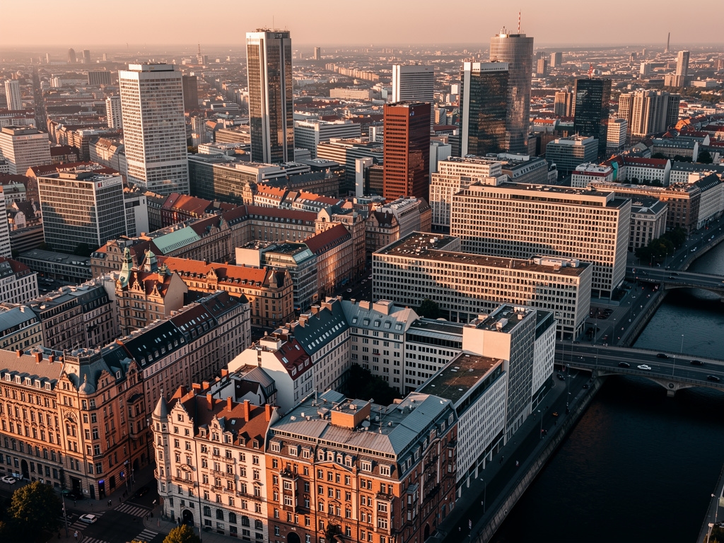 Luftaufnahme moderner Stadtentwicklung in Berlin